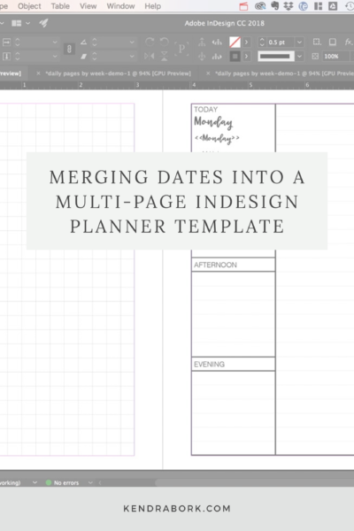 merging dates into a multi-page indesign planner template
